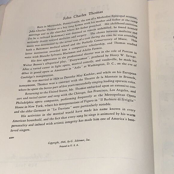 John Charles Thomas Album Of Favorite Songs And Arias, Songbook Music, 1946 - Picture 4 of 10